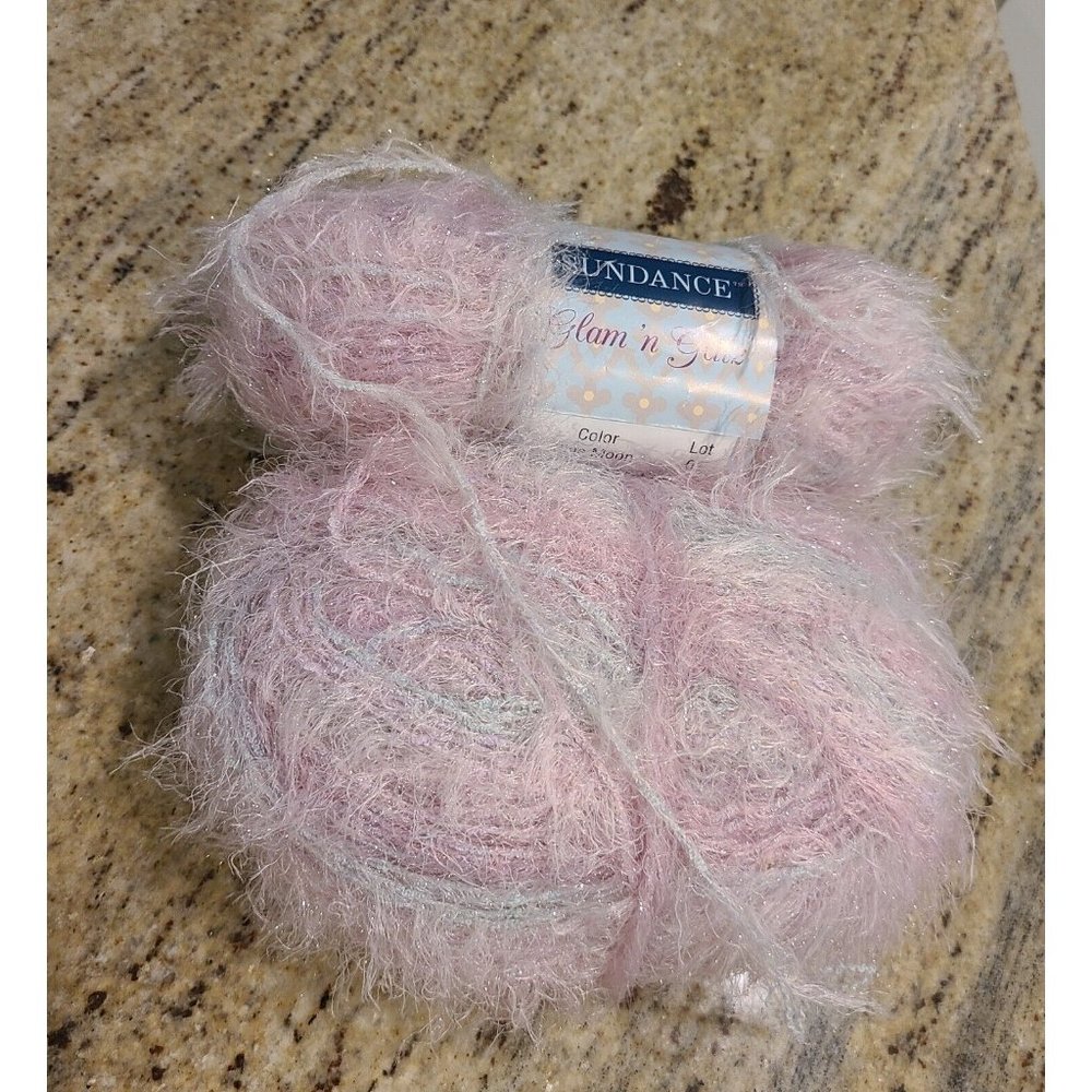 Sundance Glam 'n Glitz Yarn, Blue Moon Pink lot of 2 new & used